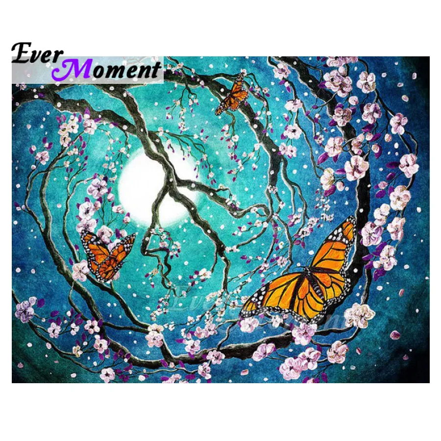 Ever Moment Diamond Painting Mosaic Flower Tree Butterfly 5D DIY Full Square Picture Of Rhinestone Embroidery 3F1982 | Дом и сад