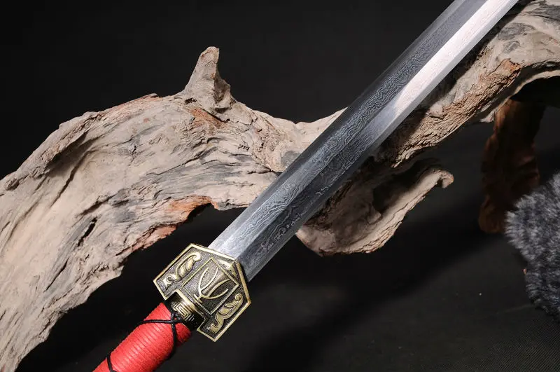 Домашний декор китайский меч ручной работы Дамасская сложенная сталь полное