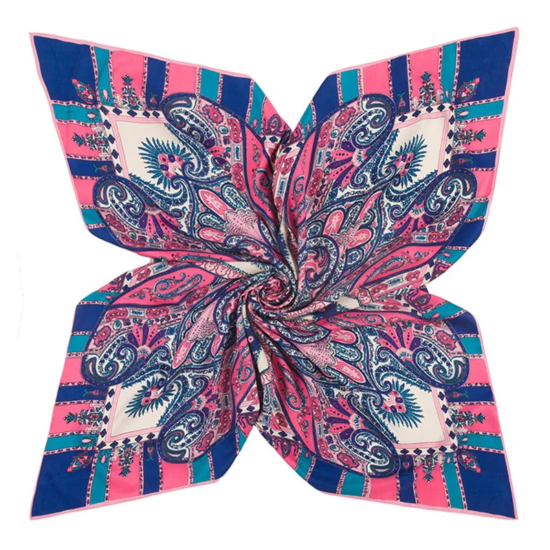 Женский шарф из 100% шелка квадратный бандана с геометрическими цветами в богемном