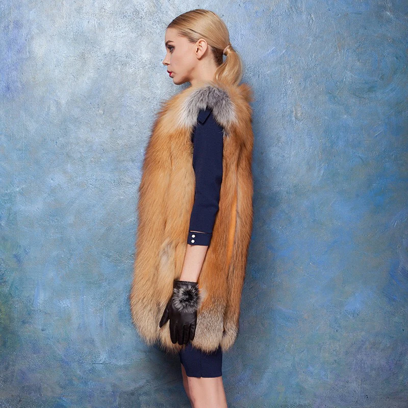 2021 Ифура новый высокого качества Дикий меха лисы длинные Меховой жилет импортная