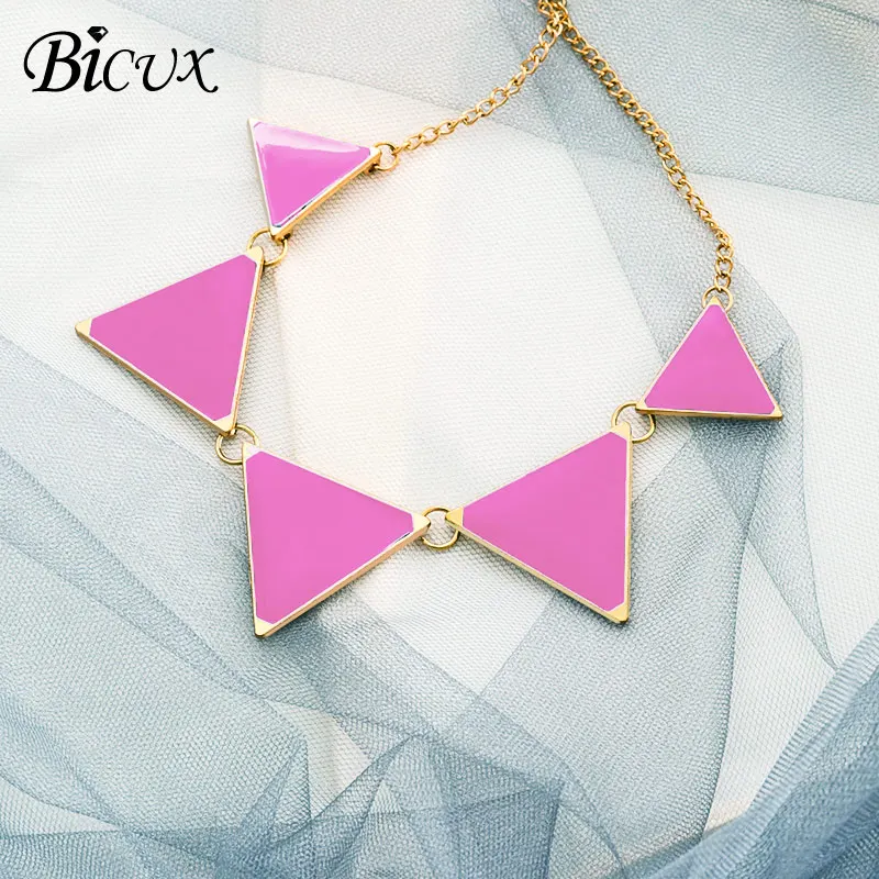 Pink BICUX, панк стиль, мужское ожерелье, s& Кулоны для женщин и мужчин, винтажная мода, Геометрическая Золотая цепочка, ожерелье, хип-хоп ювелирное изделие - Окраска металла: Pink
