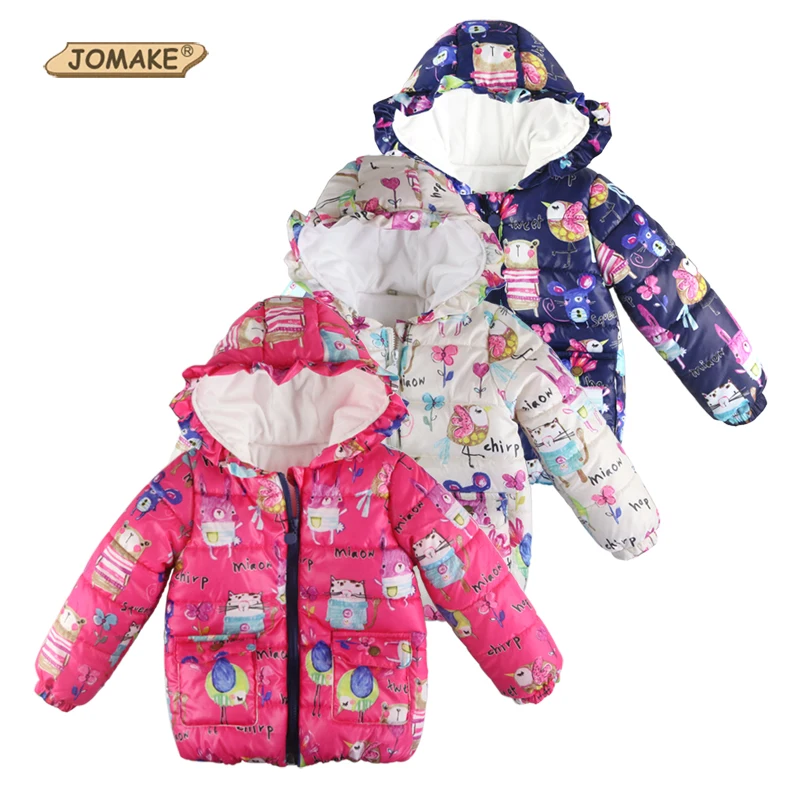 Winter Girls Jackets &amp Coats Boys Graffiti Parkas Hooded Cute Baby Girl Outerwear Cartoon Animals Children Clothing Kids | Детская