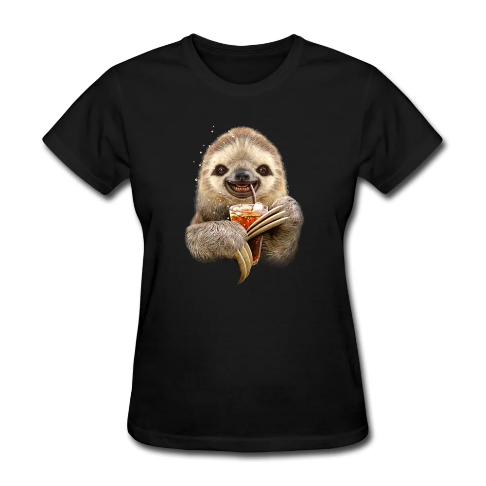 Brand New Casual Women T-Shirt SLOTH SOFT DRINK Custom T Shirts | Женская одежда
