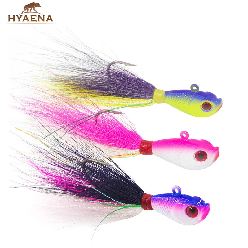 Гиена 3 шт./компл. смешанные Цвет ведущий крюк с Перо для мягкой приманки Рыбалка