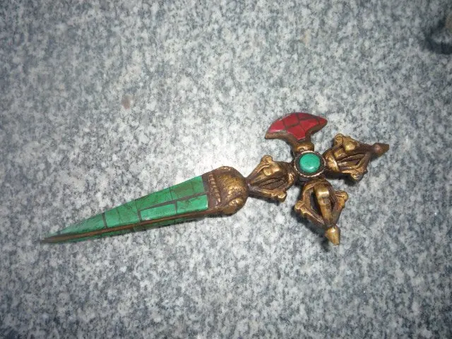 Редкие старые религиозные предметы Будда искусственная кожа медная и Бирюзовая