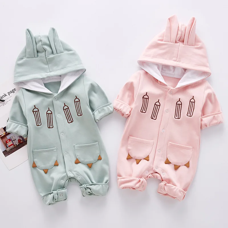VTOM Autumn New Fashion Baby Rompers Newborn Cartoon Long-sleeved Jumpsuits Children Hooded Clothes For Boys And Girls | Детская одежда