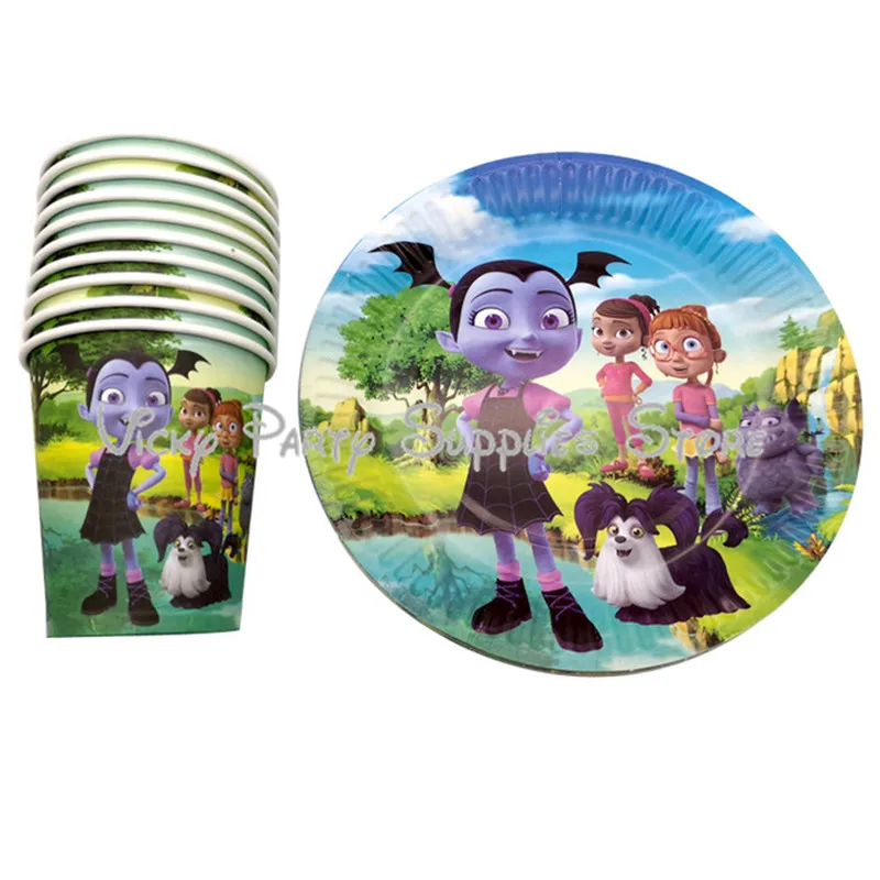 20 шт./лот Vampirina девочка тема мультфильм набор посуды бумажные чашки тарелки флаги