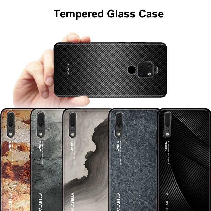 Чехол из закаленного стекла Mate20 для Huawei Mate 20 Pro X P20 текстура углеродного волокна