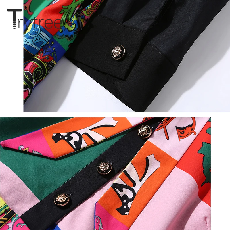 Trytree летнее осеннее платье уличный стиль для женщин с принтом полиэстер платья