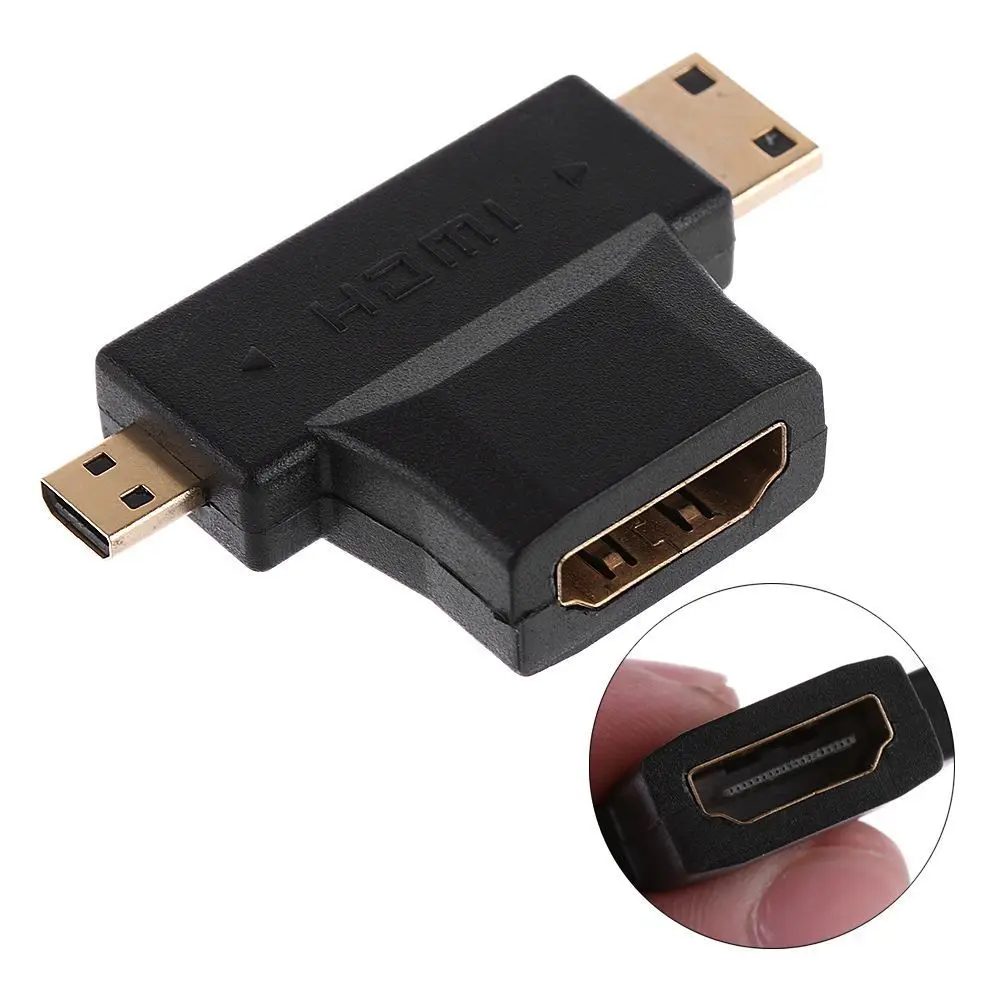 KUYiA 10 шт./лот 3 в 1 HDMI адаптер Женский к Micro / Mini Мужской разъем адаптера (не может