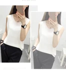 Майка женская однотонная приталенная, Трикотажная майка без рукавов, пикантный Топ, белый черный цвет, хлопковые майки, лето разноцветный жилет