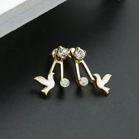 blue black pink white solid colors birds crystal animal stud earrings for women piercing jewelry