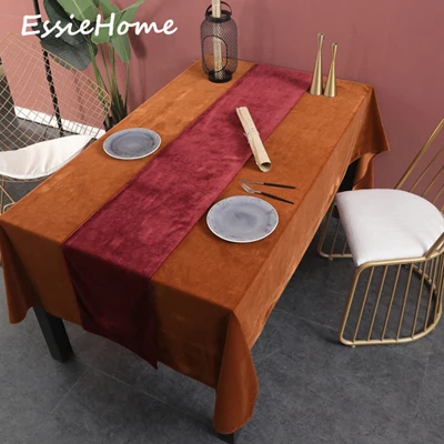 Wine red Essie Home винно-красный, Бургунди на одной стороне матовой замшевой кожи; обувь высокого класса Настольная дорожка Свадебные украшения Подставка для столовых приборов - Цвет: Wine red