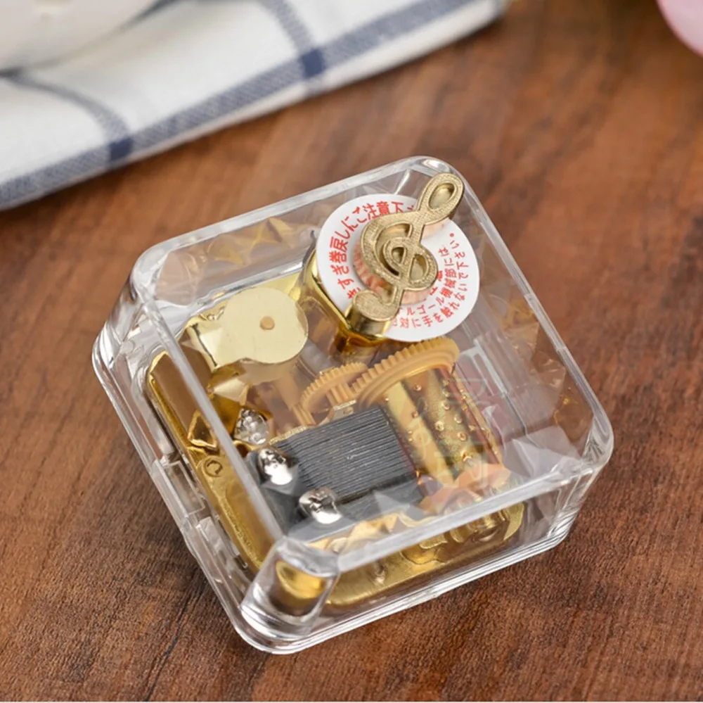 Заводная Музыкальная шкатулка Note Top акриловая прозрачная заводная 18 note с золотым