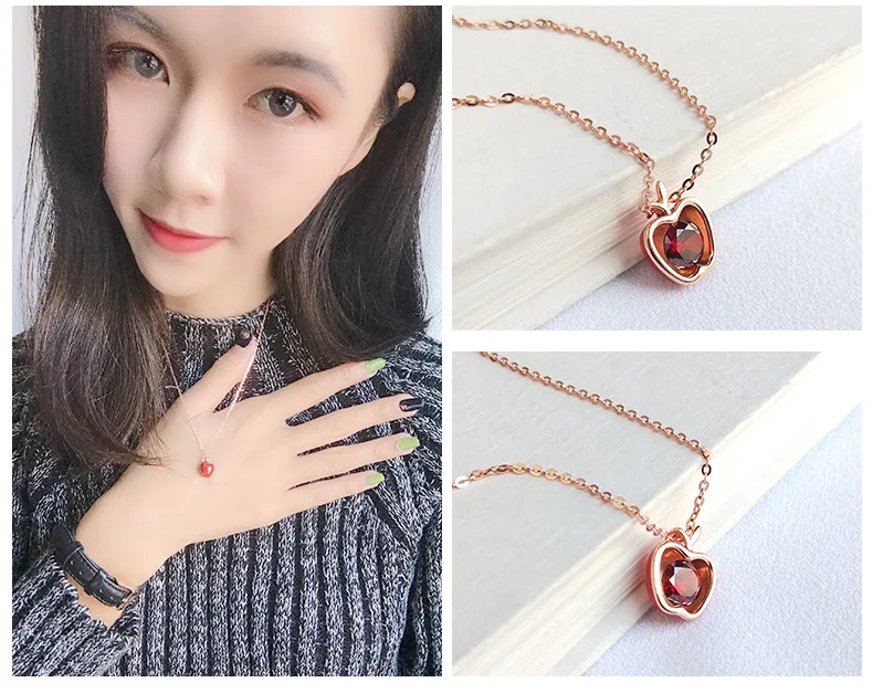 S925 Серебро новый Jewelry яблочное ожерелье женский Дикий ключицы цепи канун