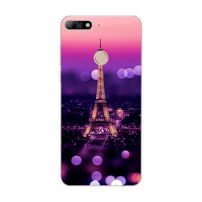 Phone Case For Huawei Y3 Y5 Y6 2017 Y7 Prime Y9 2018 2019 Cover Purple Flower Romance Silicone II Pro |