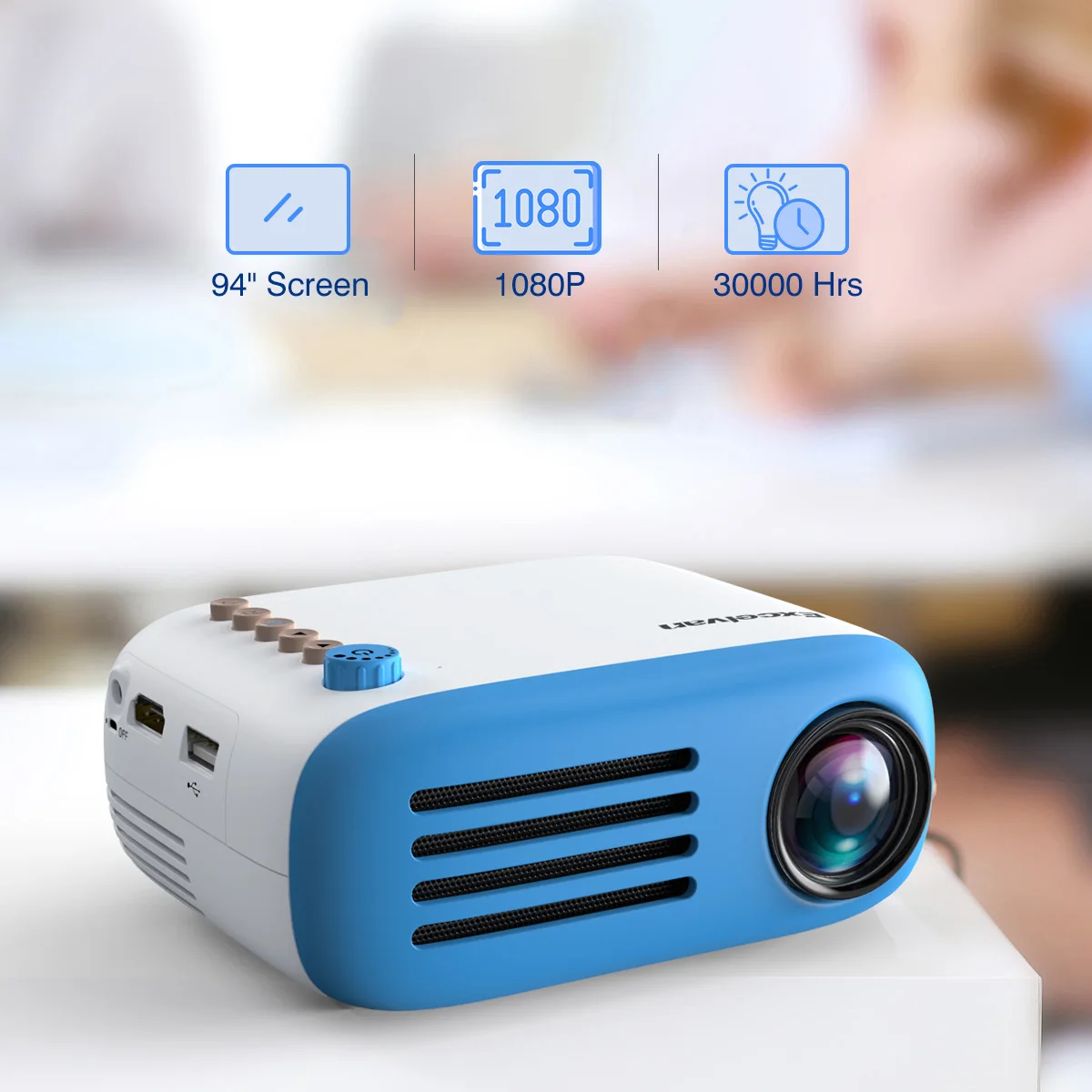 Blue Universal Excelvan YG300 YG200 Портативный ЖК-проектор 1080P с HDMI USB AV SD входом 320x240 макс для личного театра/детского образования - Цвет: Blue Universal