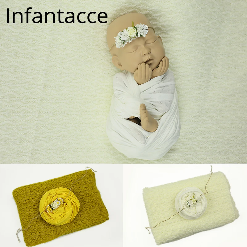 newborn photography props backdrop blanket+wrap+headband set baby photo wraps blanket hair accessories hairband cocoon | Мать и ребенок