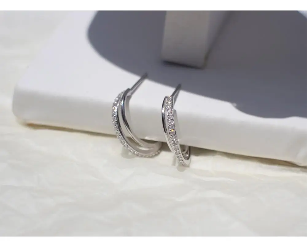 Серьги из стерлингового серебра S925 пробы модные полукруглые серьги гвоздики с