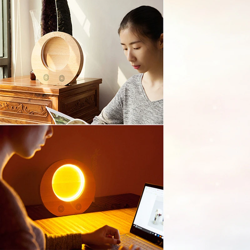 Деревянная Bluetooth стерео полная луна лампа многофункциональное косметическое