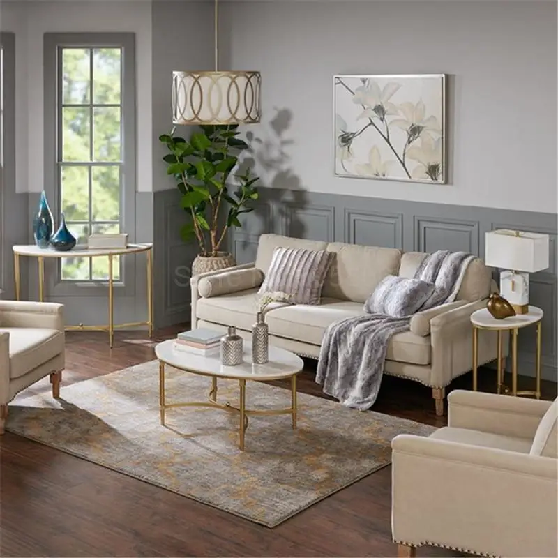 Light luxury Nordic marble entrance hall hall cabinet wrought iron semi-circle porch table aisle decoration against the wall