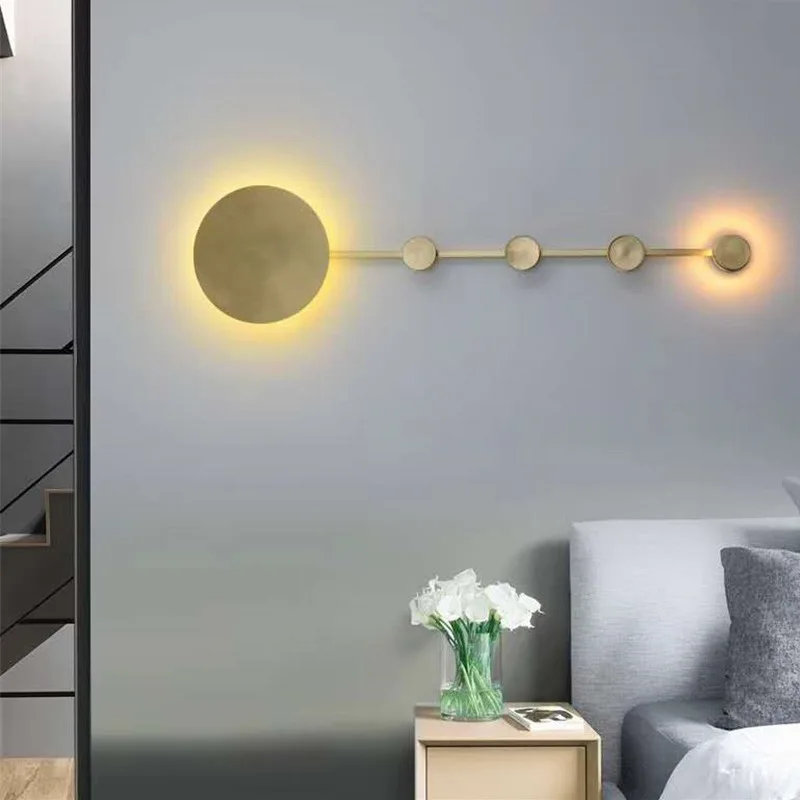 

Modern Copper Living room Wall Sconce 2 Led Warm light Bedroom Bedside Wall Lamp Home Wall Decoration Hotel room Wall Light 220V