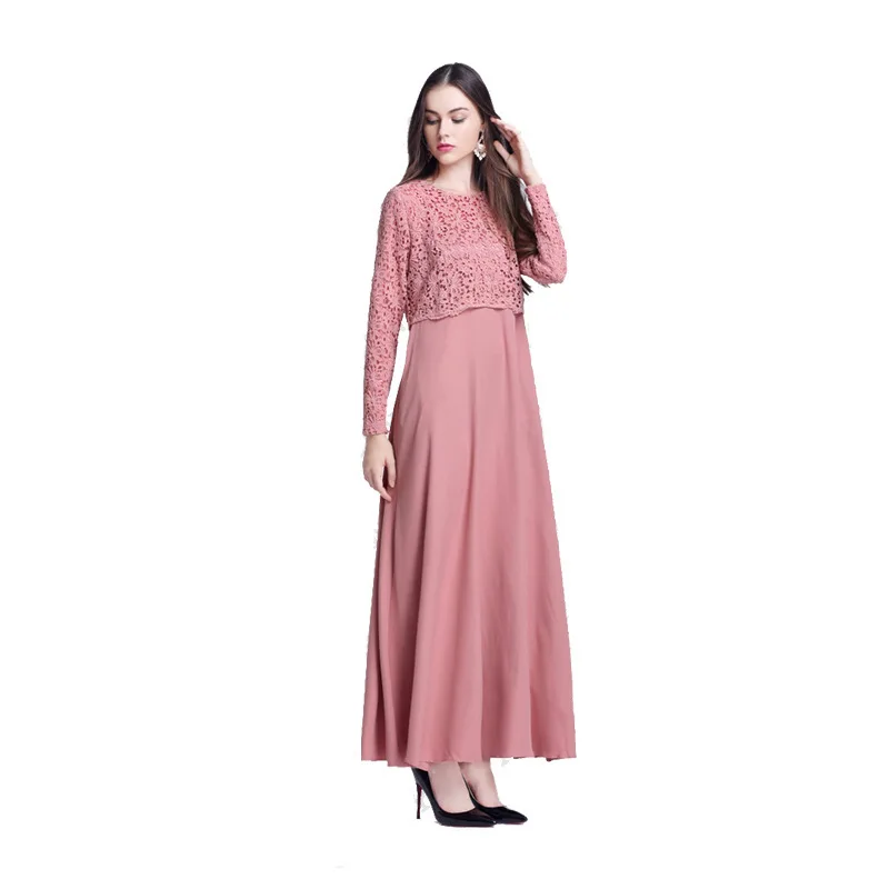 Мусульманское женское хиджаб с длинными рукавами платье макси abaya Jalabiya исламское женское поддельное платье из двух частей одежда халат кафтан марокканский CN-094