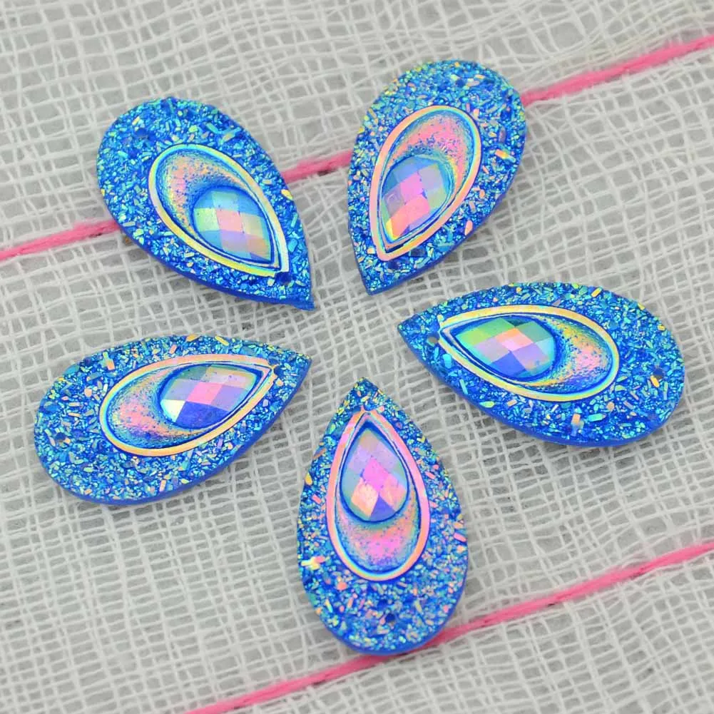 Light Blue Boliao 20 Pcs 15*27 мм грушевидной формы AB смолы Аппликации/Craft/домашний тренировочный костюм для декора сумки 2-отверстие - Цвет: Light Blue