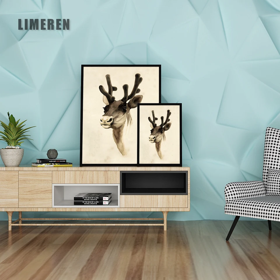 Нет картина на стене в рамке изображение головы оленя серии 2 Холст Картина