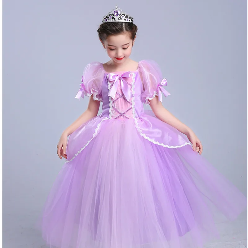 2018 Girl Princess Dress Purple Rapunzel Cosplay Costume Birthday Party Clothes Children Long Gown Halloween Xmas Gift | Детская одежда