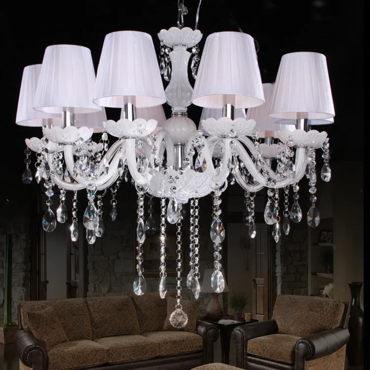 Стильный классический четыре K9 млечный люстра подвеска хрустальная с тенью