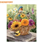 Набор для рисования по номерам на холсте, без каркаса, с птицами, цветочная корзина