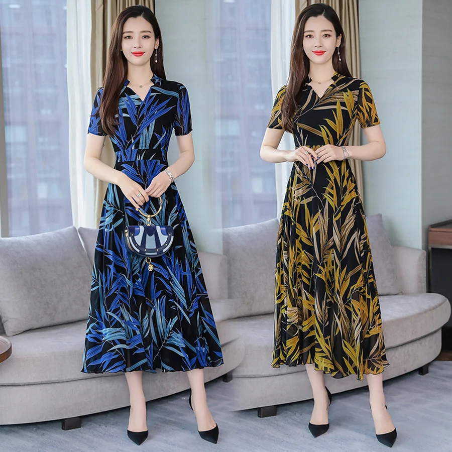 2019 шифоновое пляжное длинное платье с цветочным рисунком летнее винтажное