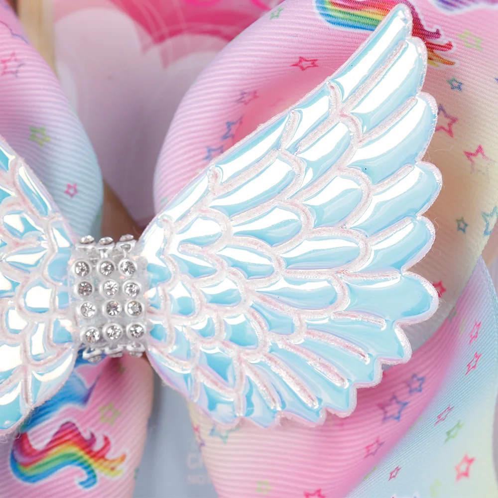 Банты для волос с большими крыльями 8 дюймов банты девочек радужным мультяшным