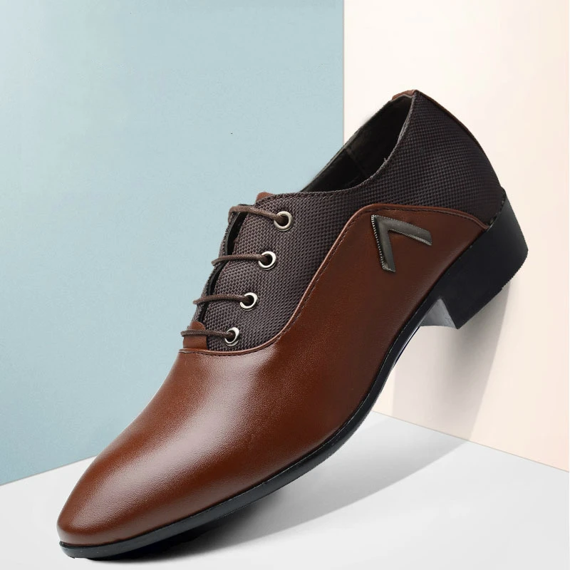 Мужские модельные туфли с острым носком Кожаные дизайнерские оксфорды для