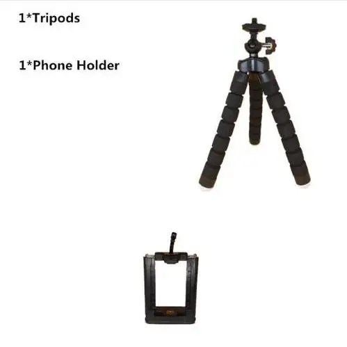 Black For Phone Мини Гибкий губчатый штатив Осьминог для iPhone samsung Xiaomi huawei смартфон штатив подставка держатель для Gopro камера DSLR крепление - Цвет: Black For Phone