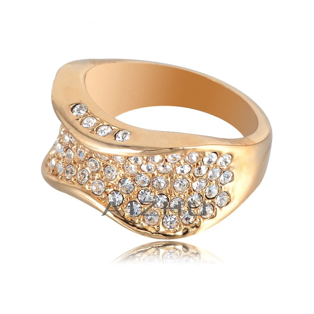 Luxury High Quality Full Czech Rhinestone Inlay Jewelry 18K Gold Plated Rageared Wedding Men Ring Design Size 5.5-10 | Украшения и