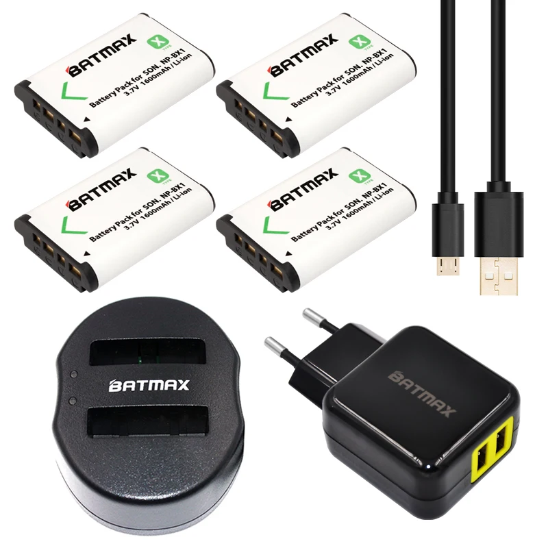 4 шт. NP BX1 NPBX1 np bx1 батарея для камеры + USB двойное зарядное устройство Sony HDR AS100v AS30 AS15