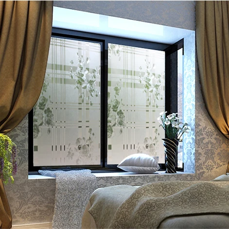 2 м длинная матовая плотная стеклянная пленка для окон с цветами пиона решетки