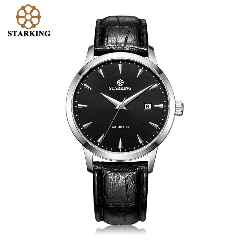 AM0184SL22 STARKING автоматические часы для мужчин из нержавеющей стали бизнес наручные часы кожа мода 50 м водонепроницаемый мужской часы Relogio Masculino - Цвет: AM0184SL22
