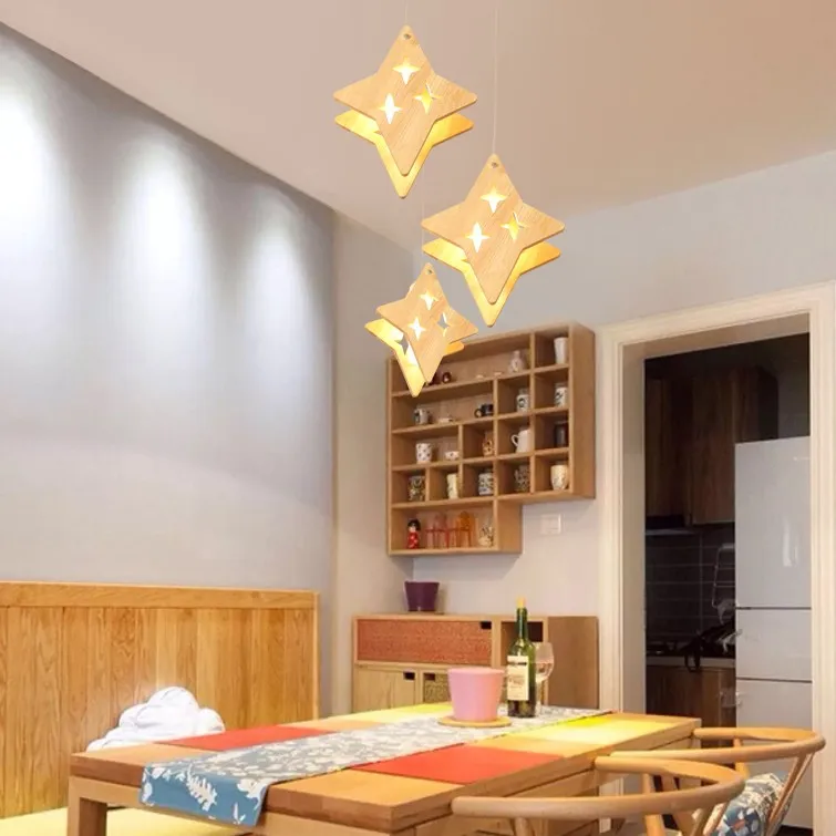 Детская комната moon Japanese tatami Cafe 3 звезды голова ресторана Деревянная люстра лампа