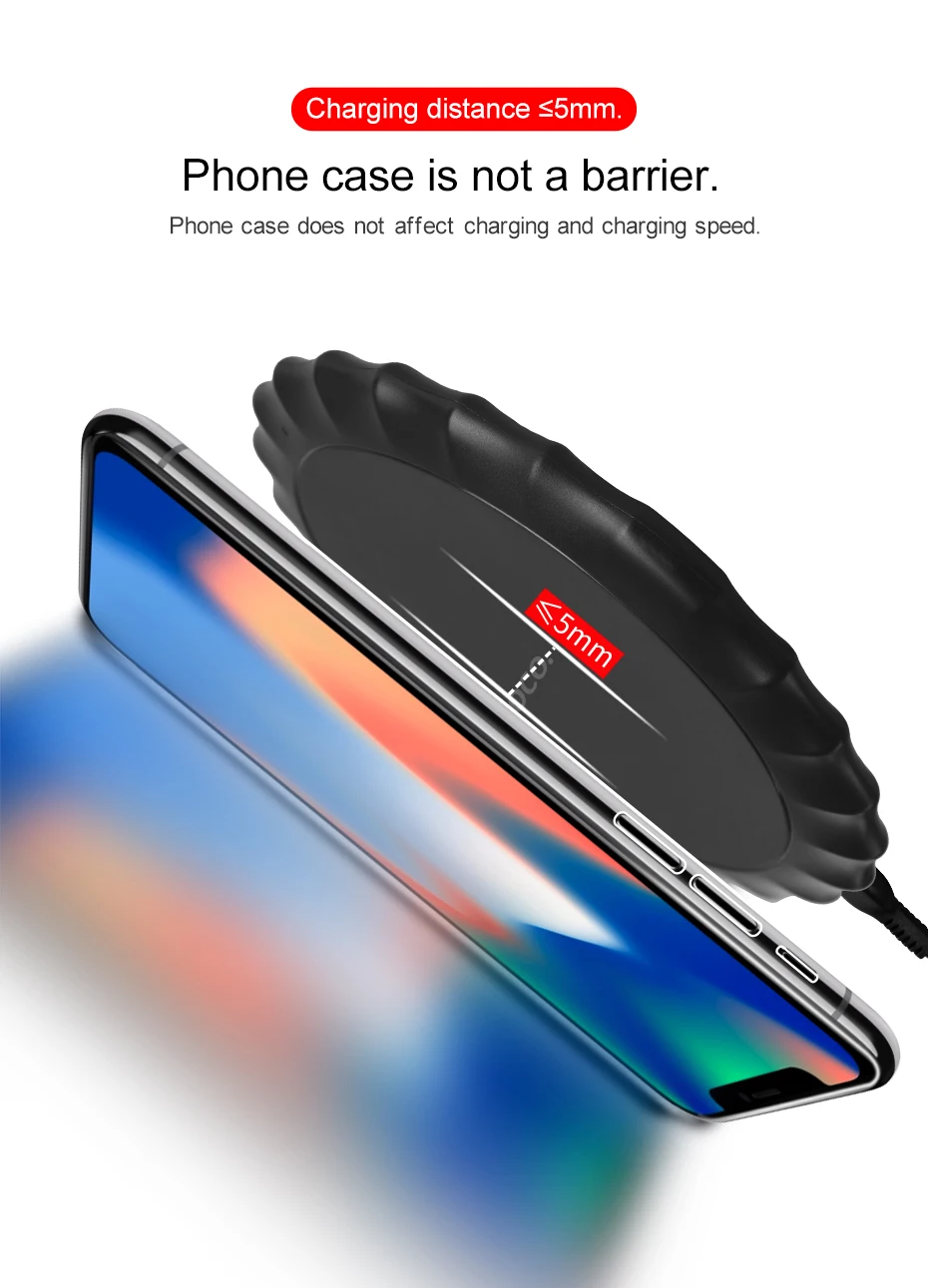 Беспроводное зарядное устройство HOCO Qi Беспроводной Зарядное устройство для iPhone X/XS Max XR 8 плюс настольное заряд Беспроводной зарядного устройства для samsung S8 S9/S9+ Note 9