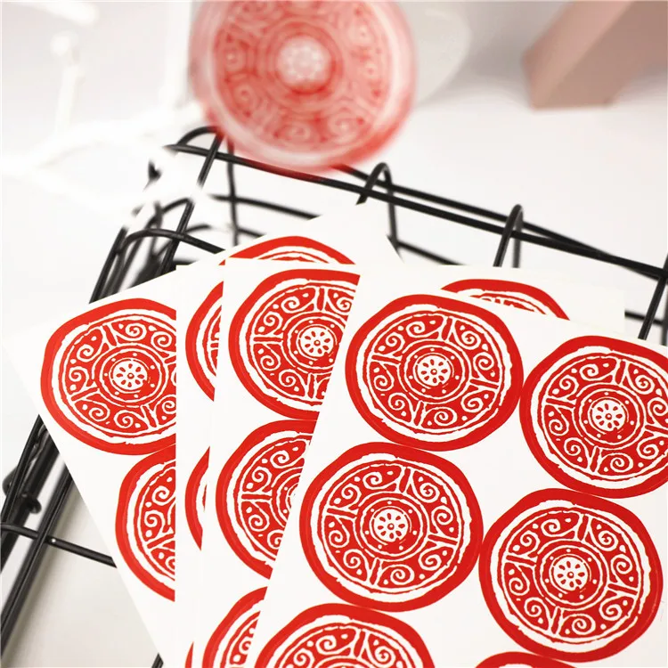 60 шт./лот, 40 мм, новогодняя, красная, круглая, DIY, многофункциональная наклейка для упаковки подарков/милая, диаметр, круглая, прозрачная, Подарочная наклейка