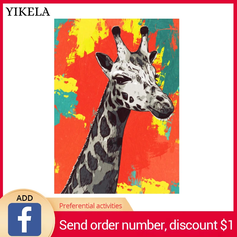 Full Square Drill Mosaic Diamond Painting Abstract Art Giraffe Pattern 5D DIY Animal Embroidery Cross Stitch Wall Decor | Дом и сад