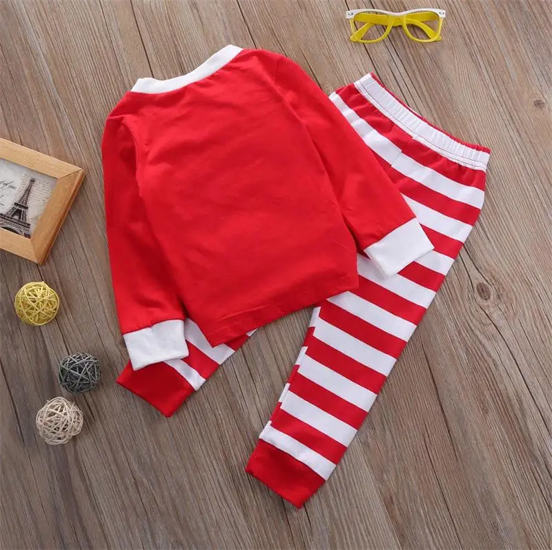 2pcs Toddler Kids Baby Boy Girls Striped Outfits Christmas Pajamas Sleepwear Set | Детская одежда и обувь