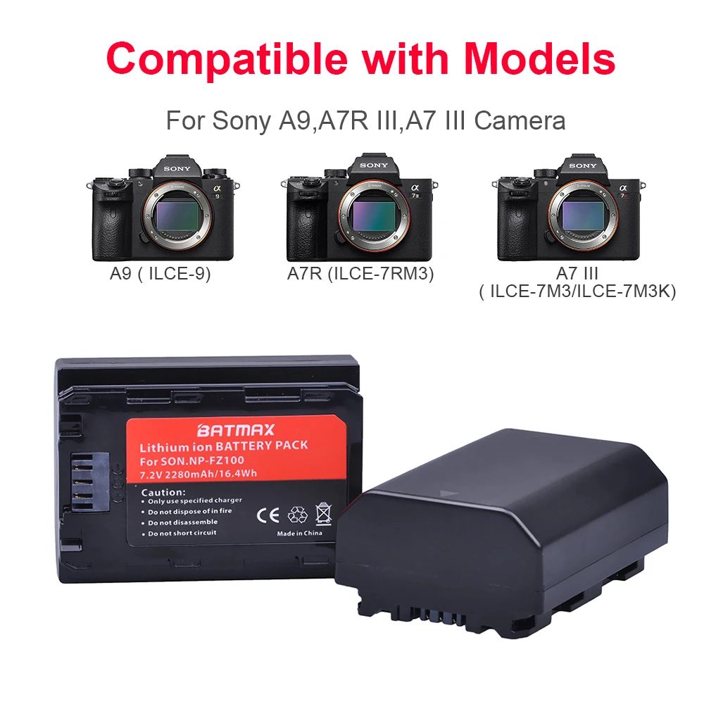 2pc NP-FZ100 NP FZ100 Camera Battery+LCD Dual USB Charger+AC Adapter for Sony NPFZ100 Alpha9 A9 Alpha9R A9R | Электроника