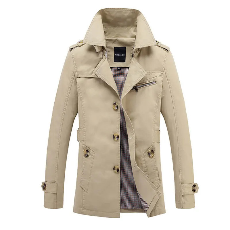 

Windbreaker Man Jackets Turn-down Collar Men Trench Coat Washed Jacket Single-breasted Regular Multi-color M-5XL