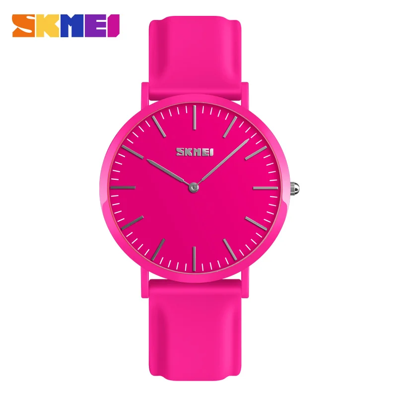 Rose red watch S SKMEI модные элегантные женские кварцевые часы водонепроницаемые многоцветные красные белые женские цифровые наручные часы силиконовый браслет часы - Цвет: Rose red watch S