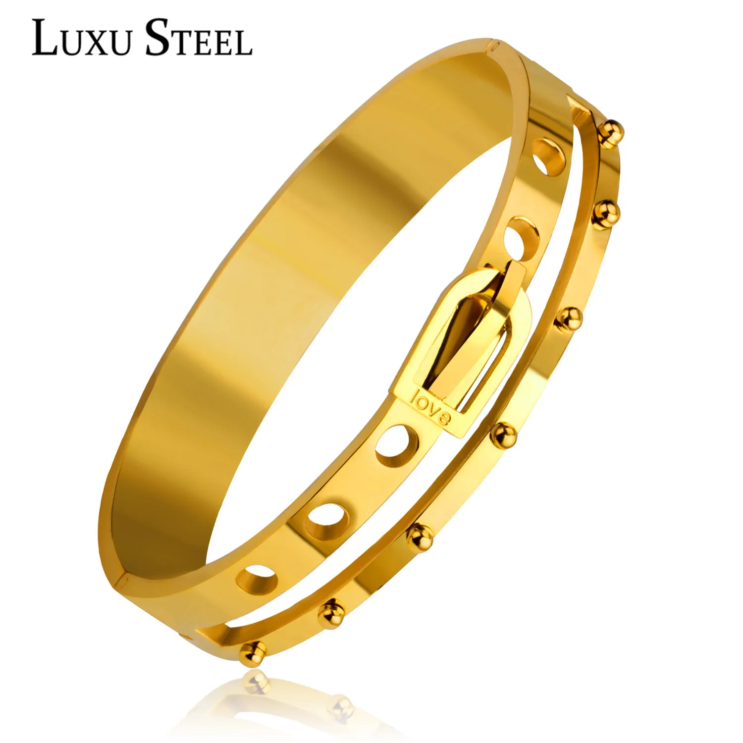 Роскошный браслет из нержавеющей стали золотого цвета на запястье свадебные