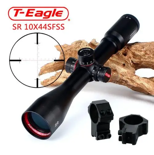 with Dovetail Rings T-Eagle SR 10X44 SFSS охотничий прицел оптика прицелы с подсветкой красное стекло травленая сетка башенки замок Сброс прицел - Цвет: with Dovetail Rings
